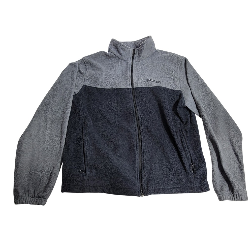 Columbia Mens Full Zip Fleece Jacket Gray Charcoal Colorblock Large